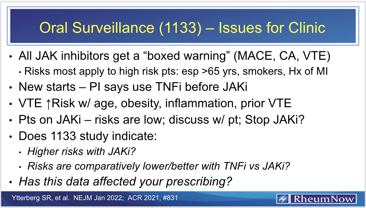Oral Surveillance Issues for Clinic RheumNow